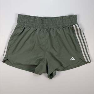Adidas Women's Pacer 3-Stripes Woven Shorts XL Silver Green 3"
